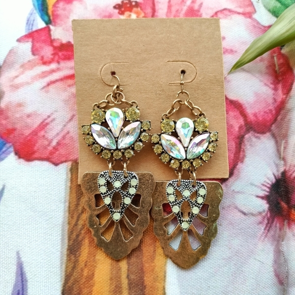 Brass Irridescent Boho Earrings - Picture 11 of 15